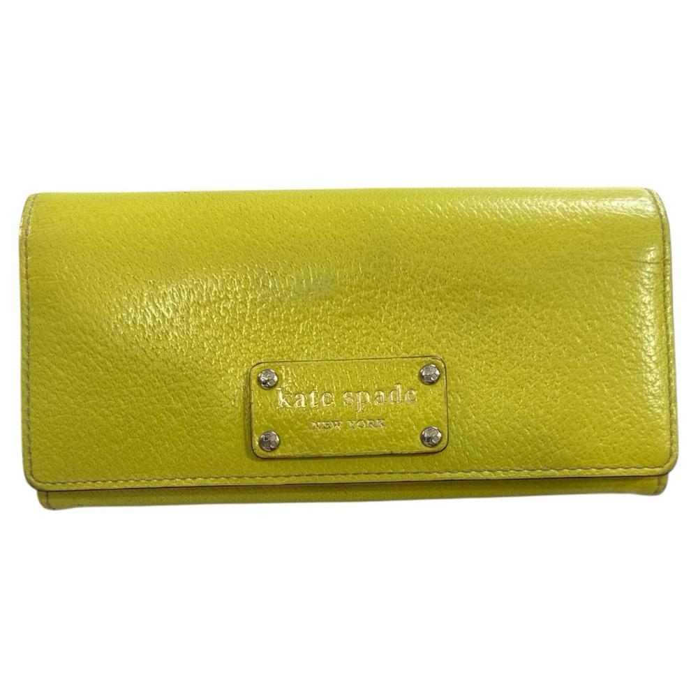 KATE SPADE WOMEN’S YELLOW CONTINENTAL FLAP SNAP LEATHER WALLET